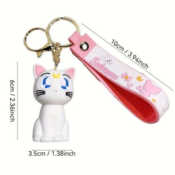 Sailor Moon Pink and White Cat Keychain - Picture 3 of 6
